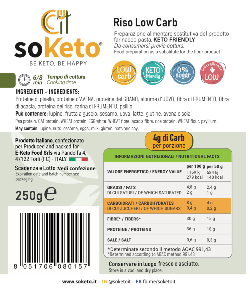 Riso low carb Cheto (250gr) - 4g carbo