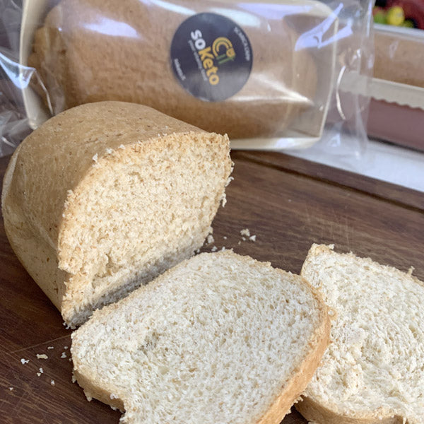 Keto Low Carb Bread Bun 12g Protein 4.8g Carb per 100g - SOKETO Protein Bread 28g Fiber Coconut Oil - Low GI for Diabetics Sandwich Type - 250g